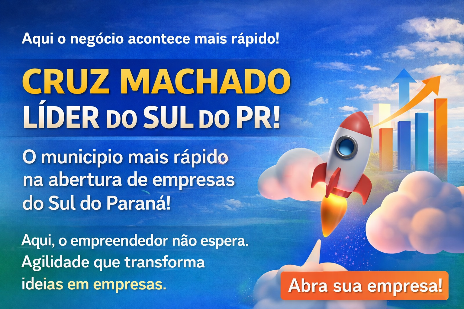 Banner ilustrativo destacando a agilidade na abertura de empresas em Cruz Machado